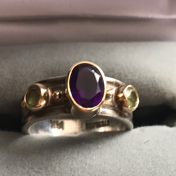 ๐ป9xHP!๐ป Amethyst Peridot Ring Bezel Set Ss &โฆ - Picture 2 of 9